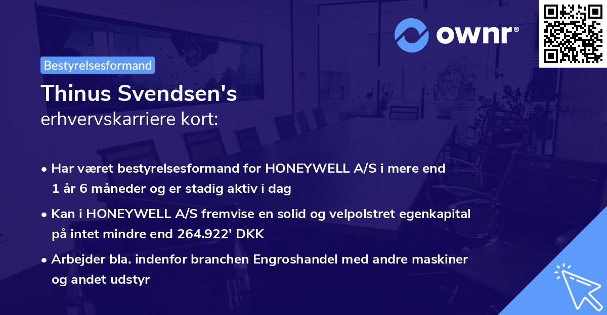 Thinus Svendsen's erhvervskarriere kort