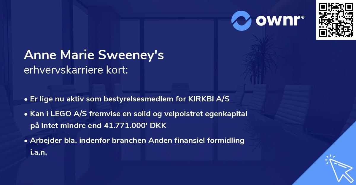 Anne Marie Sweeney's erhvervskarriere kort