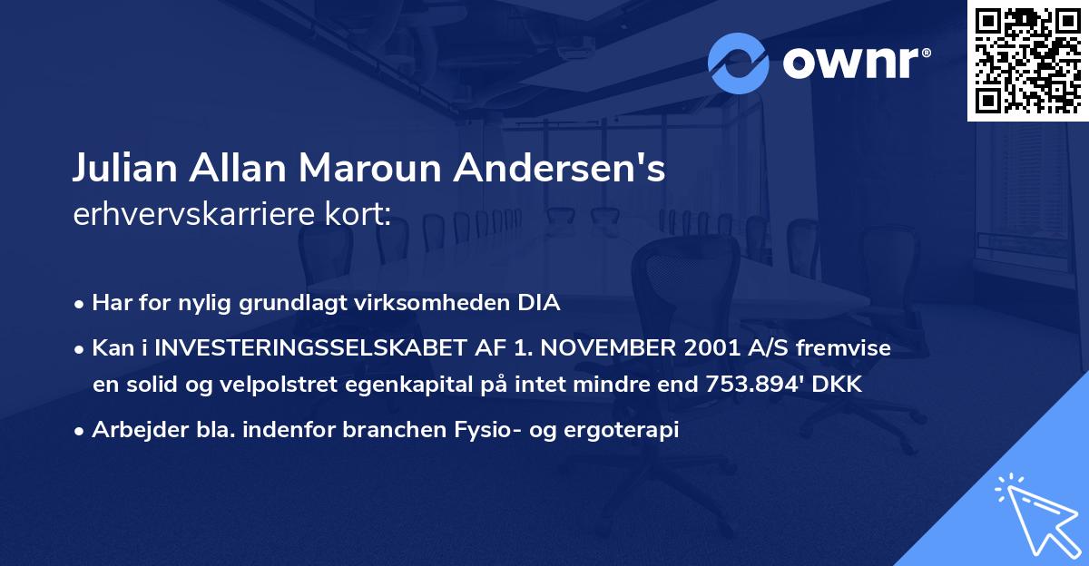 Julian Allan Maroun Andersen's erhvervskarriere kort