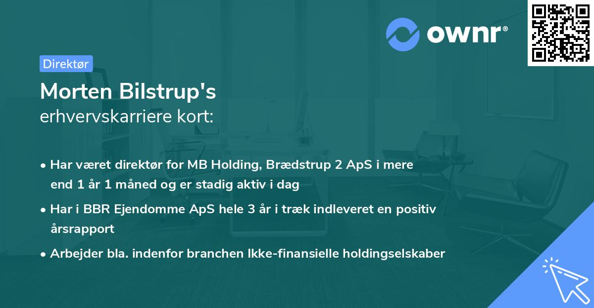 Morten Bilstrup's erhvervskarriere kort