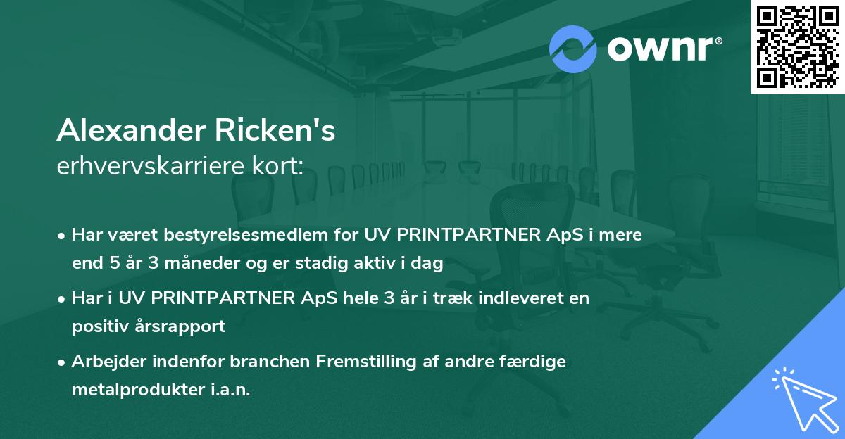 Alexander Ricken's erhvervskarriere kort
