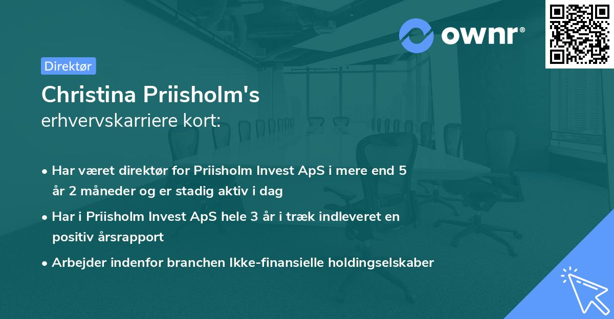 Christina Priisholm's erhvervskarriere kort