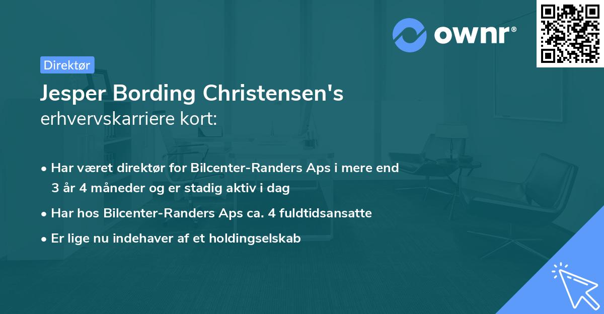 Jesper Bording Christensen's erhvervskarriere kort