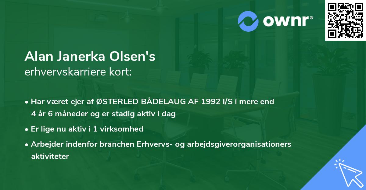 Alan Janerka Olsen's erhvervskarriere kort