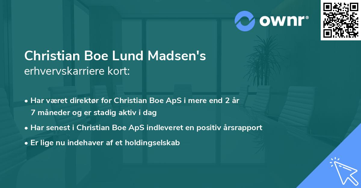 Christian Boe Lund Madsen's erhvervskarriere kort