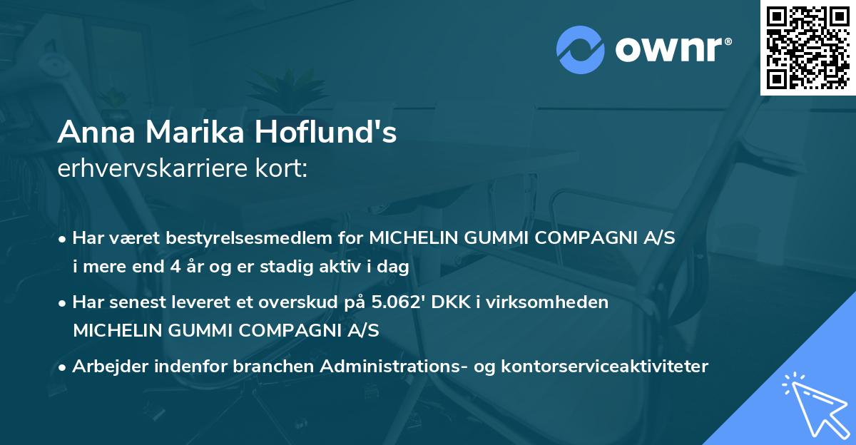 Anna Marika Hoflund's erhvervskarriere kort