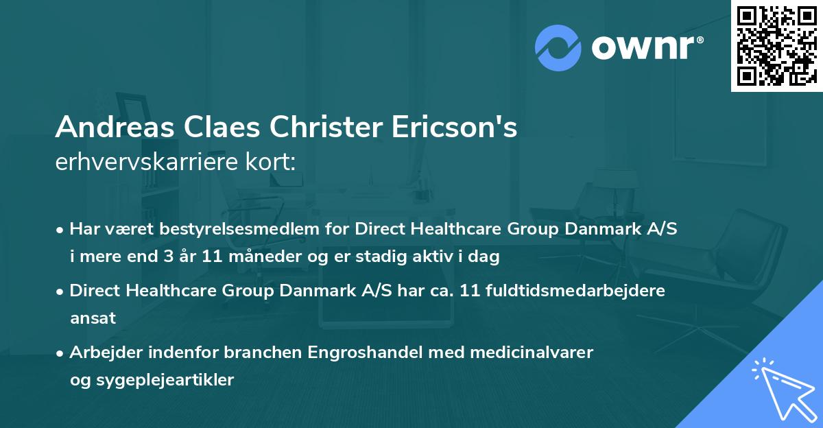 Andreas Claes Christer Ericson's erhvervskarriere kort