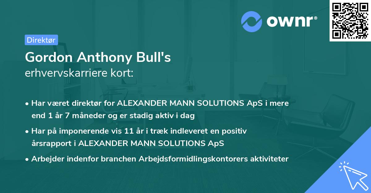Gordon Anthony Bull's erhvervskarriere kort