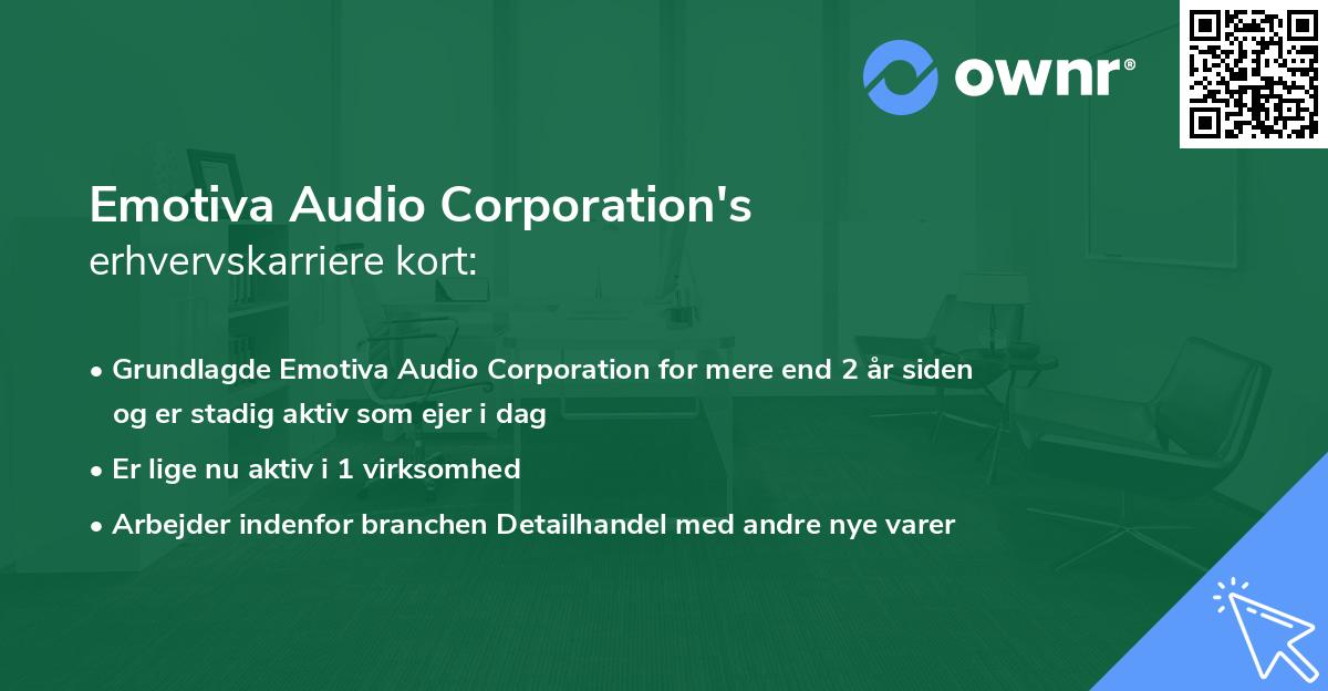 Emotiva Audio Corporation's erhvervskarriere kort