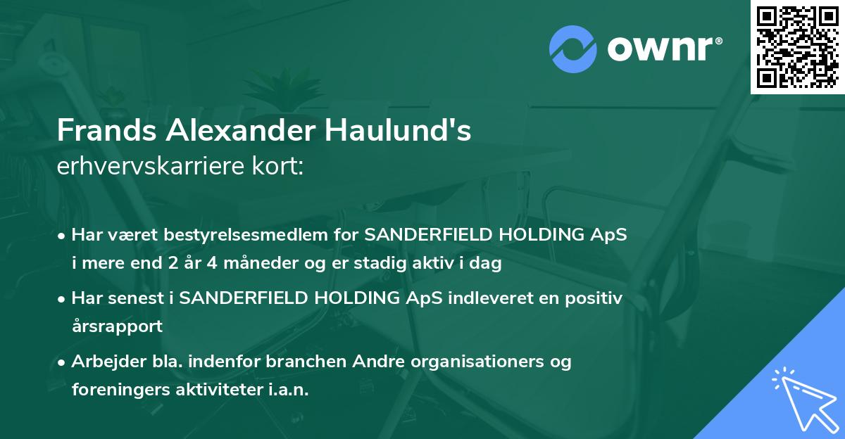Frands Alexander Haulund's erhvervskarriere kort