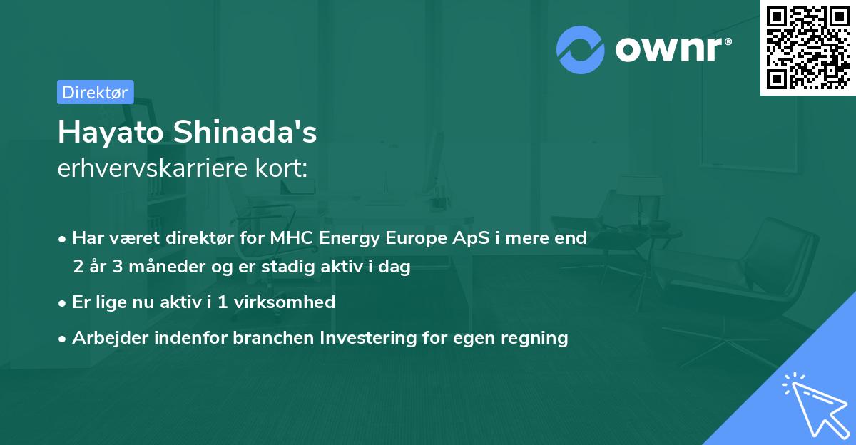 Hayato Shinada's erhvervskarriere kort