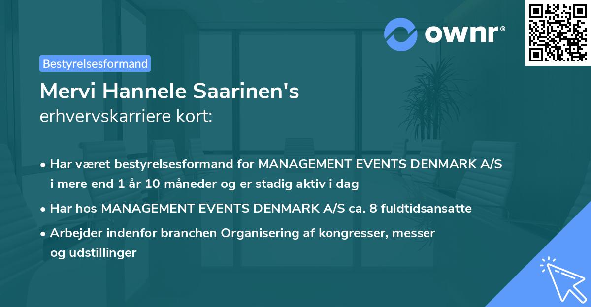 Mervi Hannele Saarinen's erhvervskarriere kort
