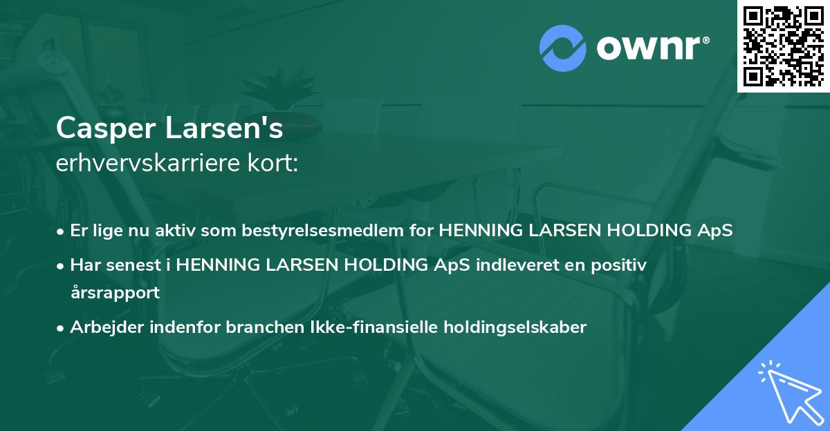 Casper Larsen's erhvervskarriere kort