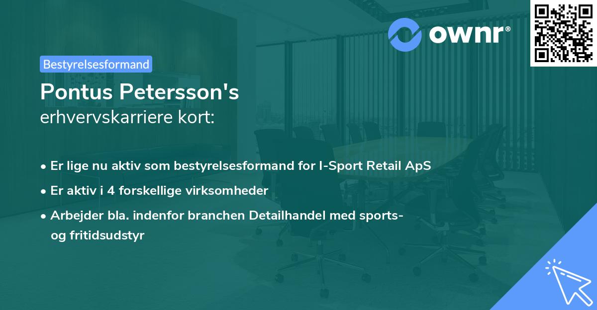 Pontus Petersson's erhvervskarriere kort