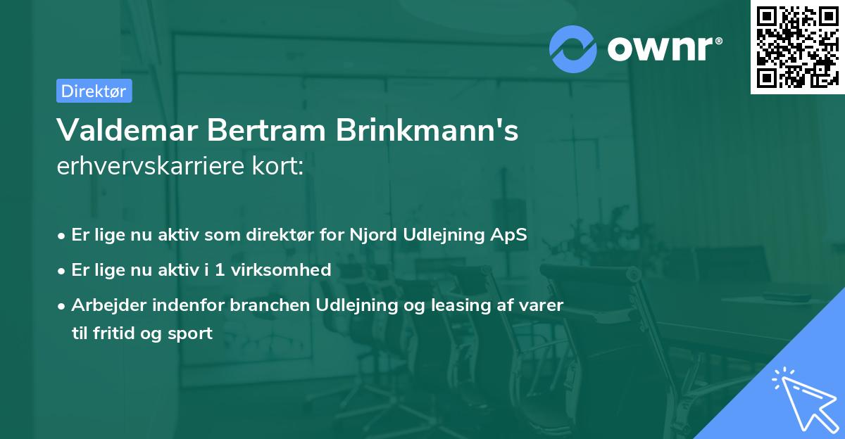 Valdemar Bertram Brinkmann's erhvervskarriere kort