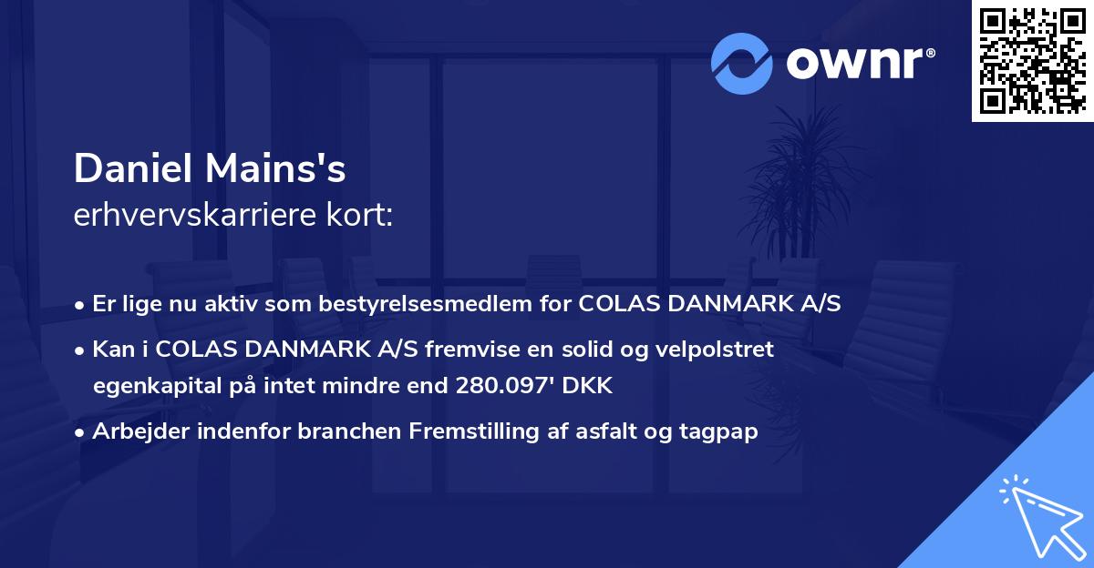 Daniel Mains's erhvervskarriere kort