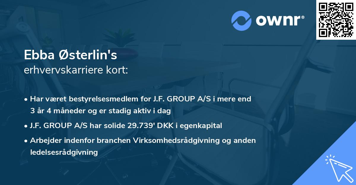 Ebba Østerlin's erhvervskarriere kort