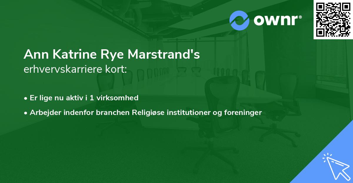 Ann Katrine Rye Marstrand's erhvervskarriere kort