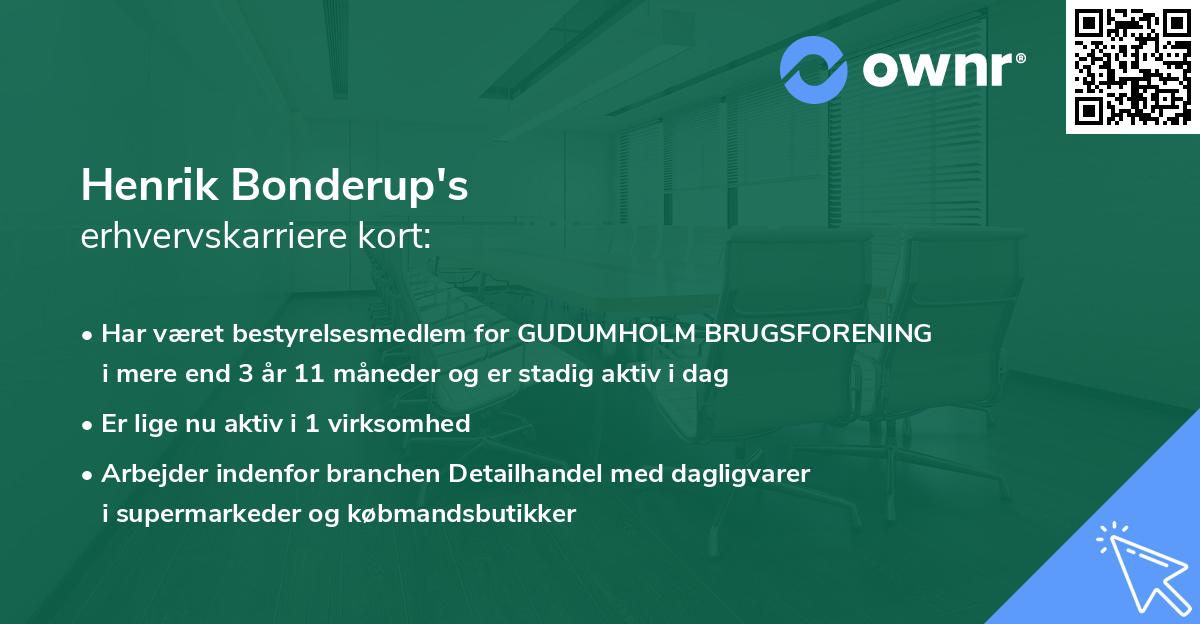 Henrik Bonderup's erhvervskarriere kort
