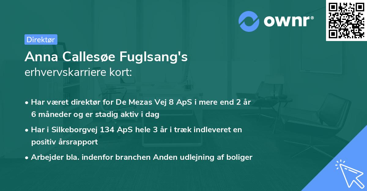 Anna Callesøe Fuglsang's erhvervskarriere kort