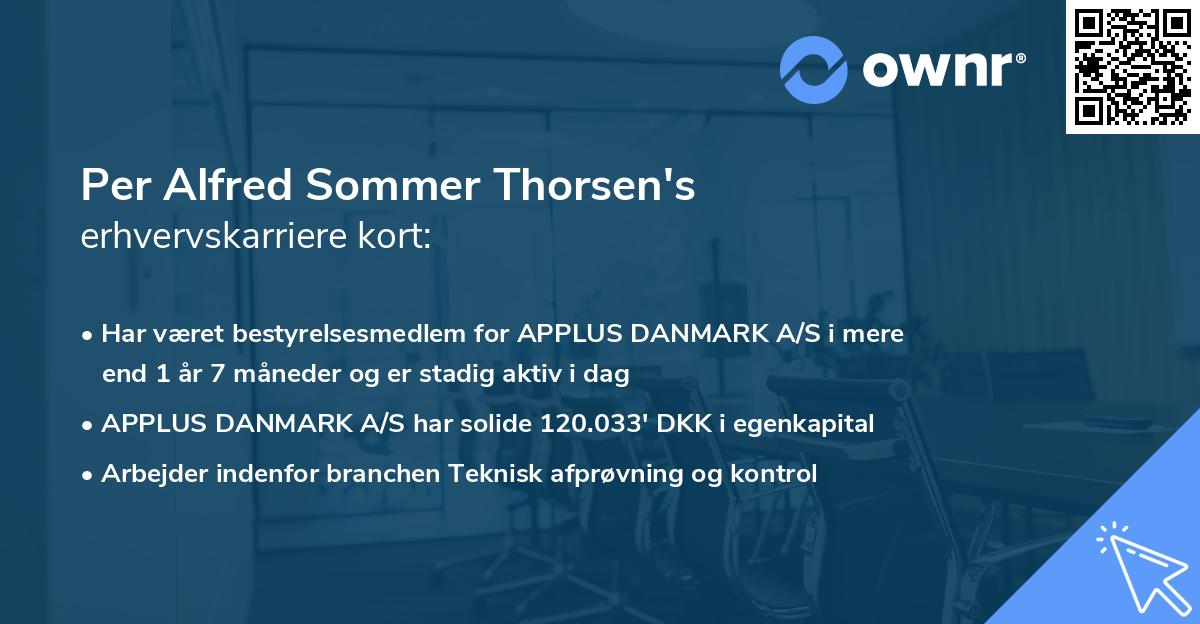 Per Alfred Sommer Thorsen's erhvervskarriere kort