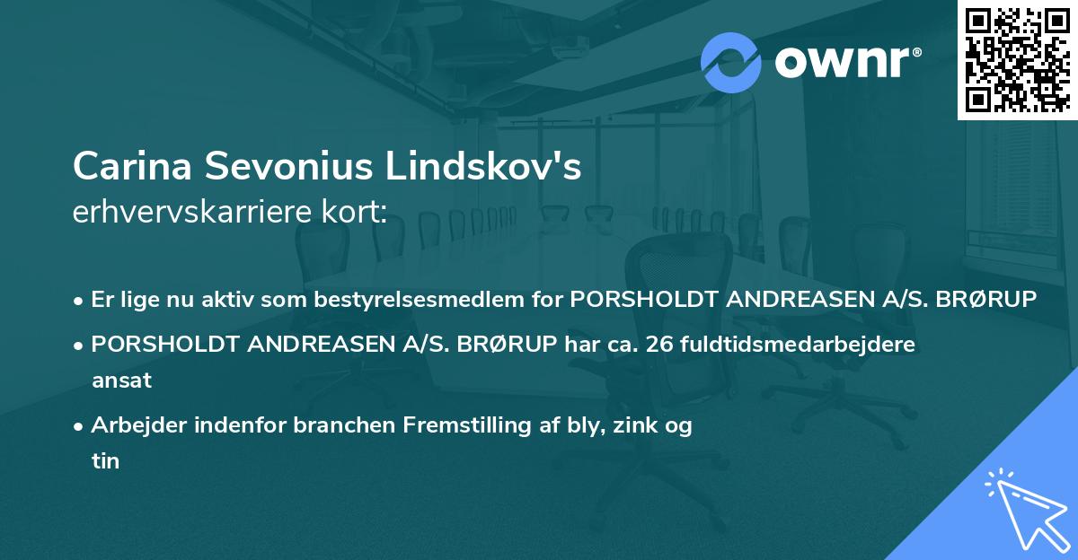 Carina Sevonius Lindskov's erhvervskarriere kort