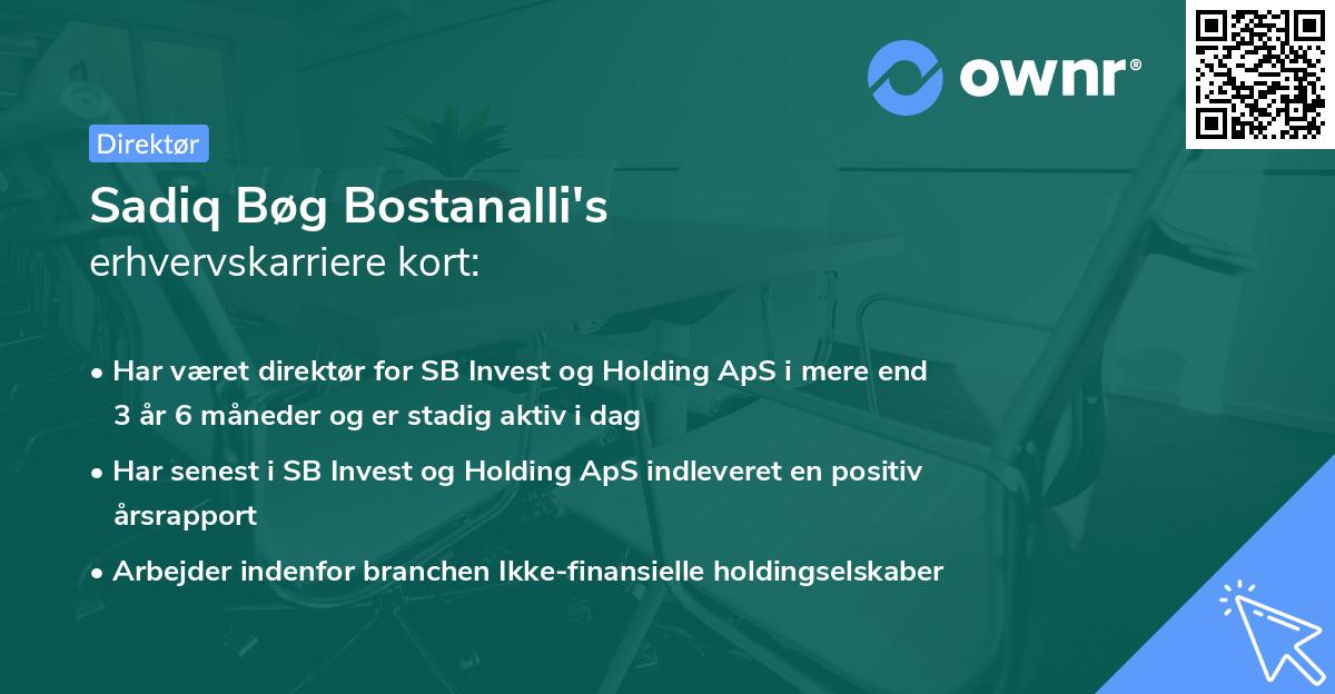 Sadiq Bøg Bostanalli's erhvervskarriere kort