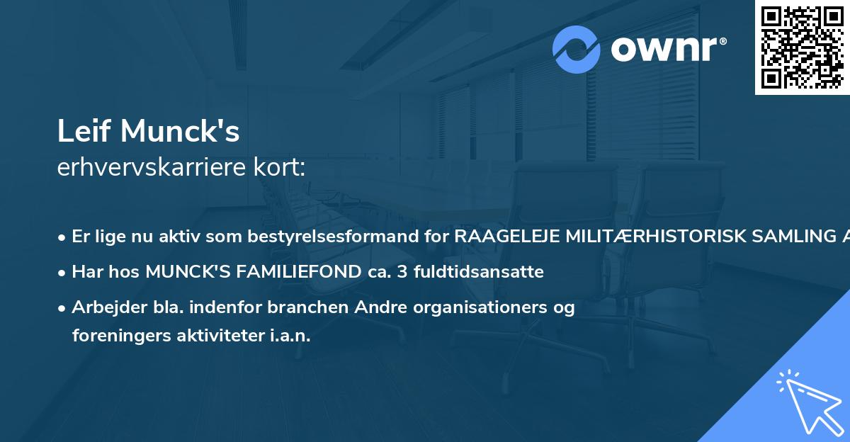 Leif Munck's erhvervskarriere kort