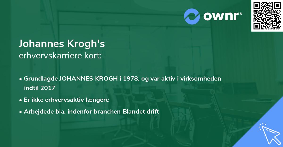 Johannes Krogh's erhvervskarriere kort