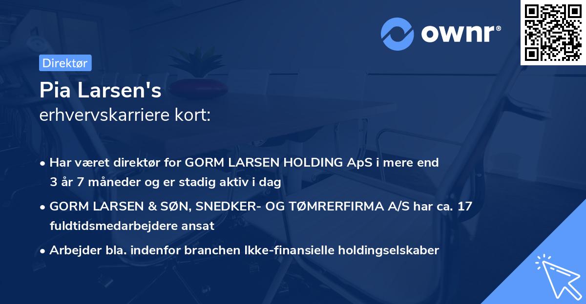 Pia Larsen's erhvervskarriere kort
