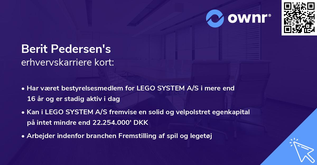 Berit Pedersen's erhvervskarriere kort