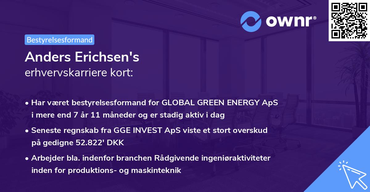 Anders Erichsen's erhvervskarriere kort