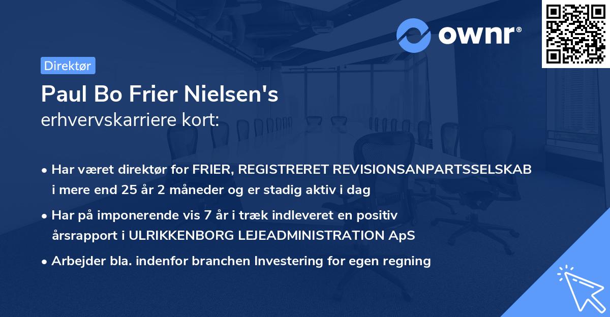 Paul Bo Frier Nielsen's erhvervskarriere kort