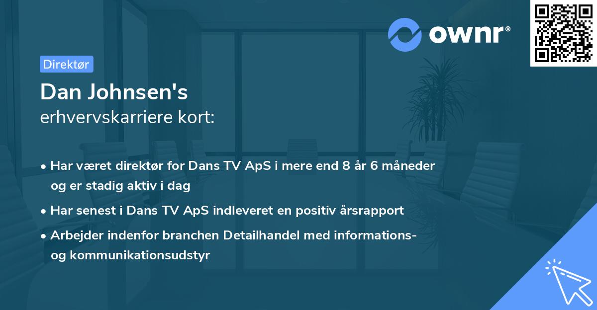 Dan Johnsen's erhvervskarriere kort