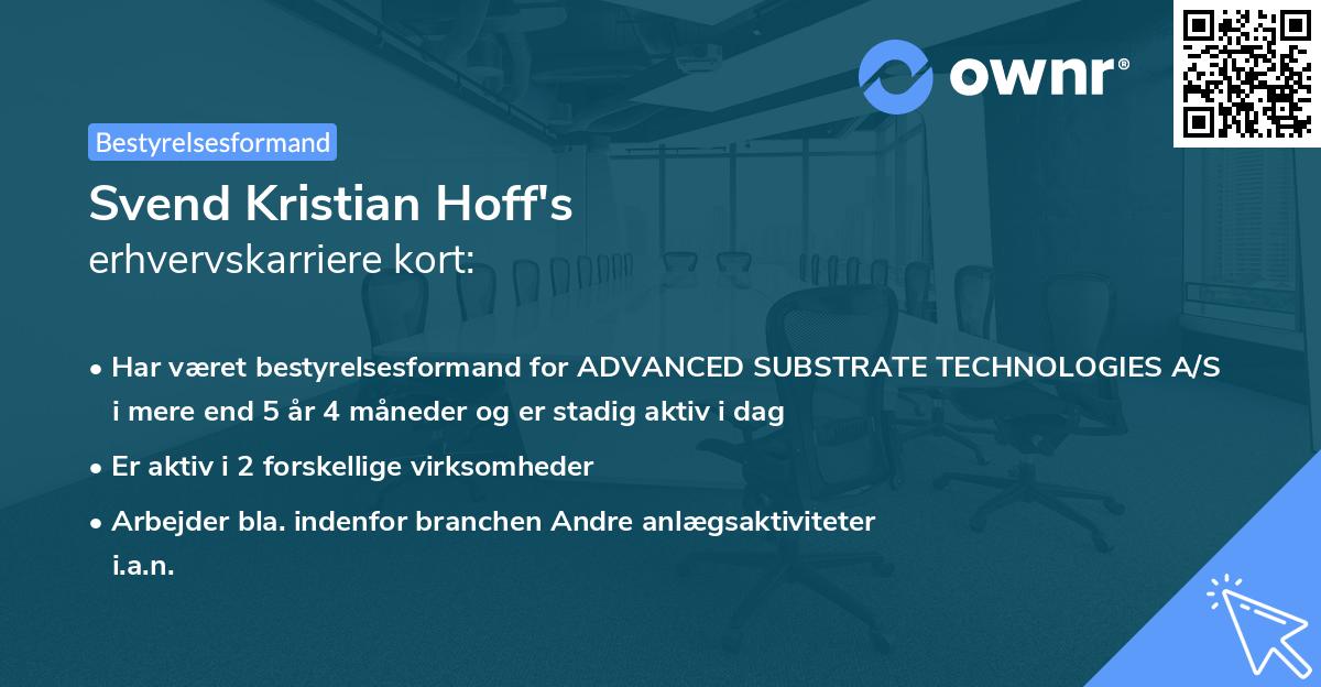 Svend Kristian Hoff's erhvervskarriere kort