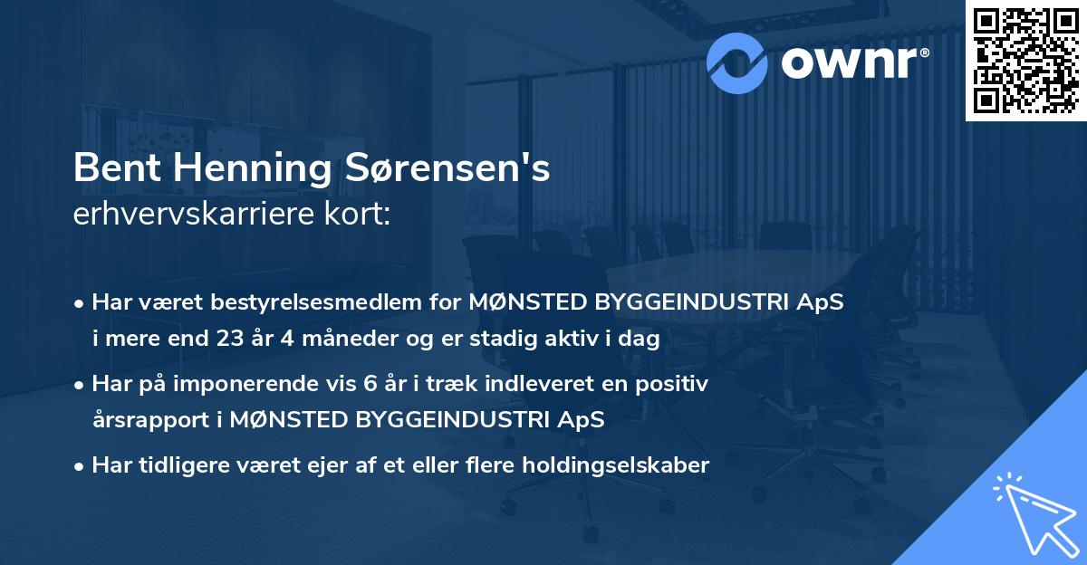 Bent Henning Sørensen's erhvervskarriere kort