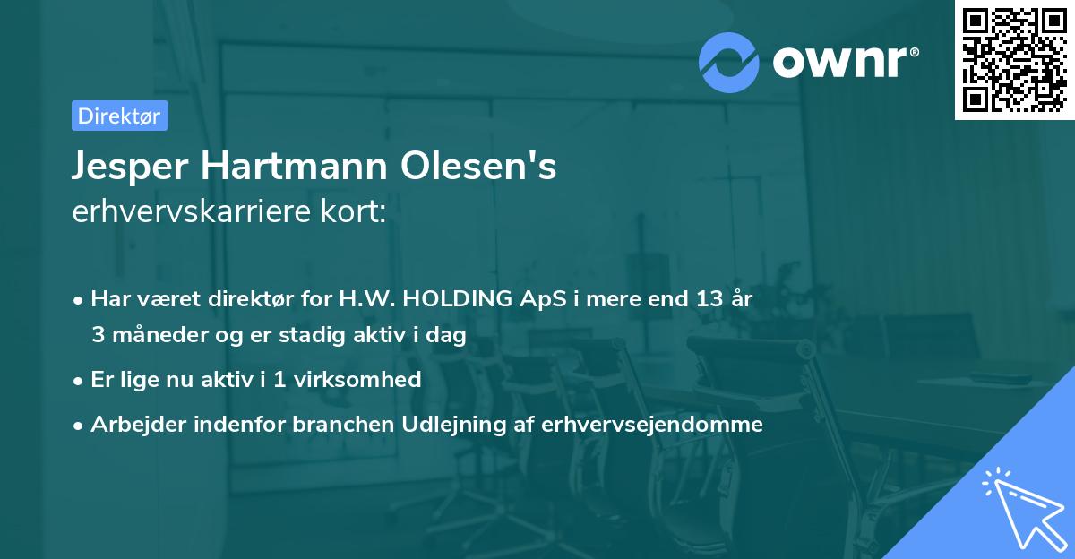 Jesper Hartmann Olesen's erhvervskarriere kort