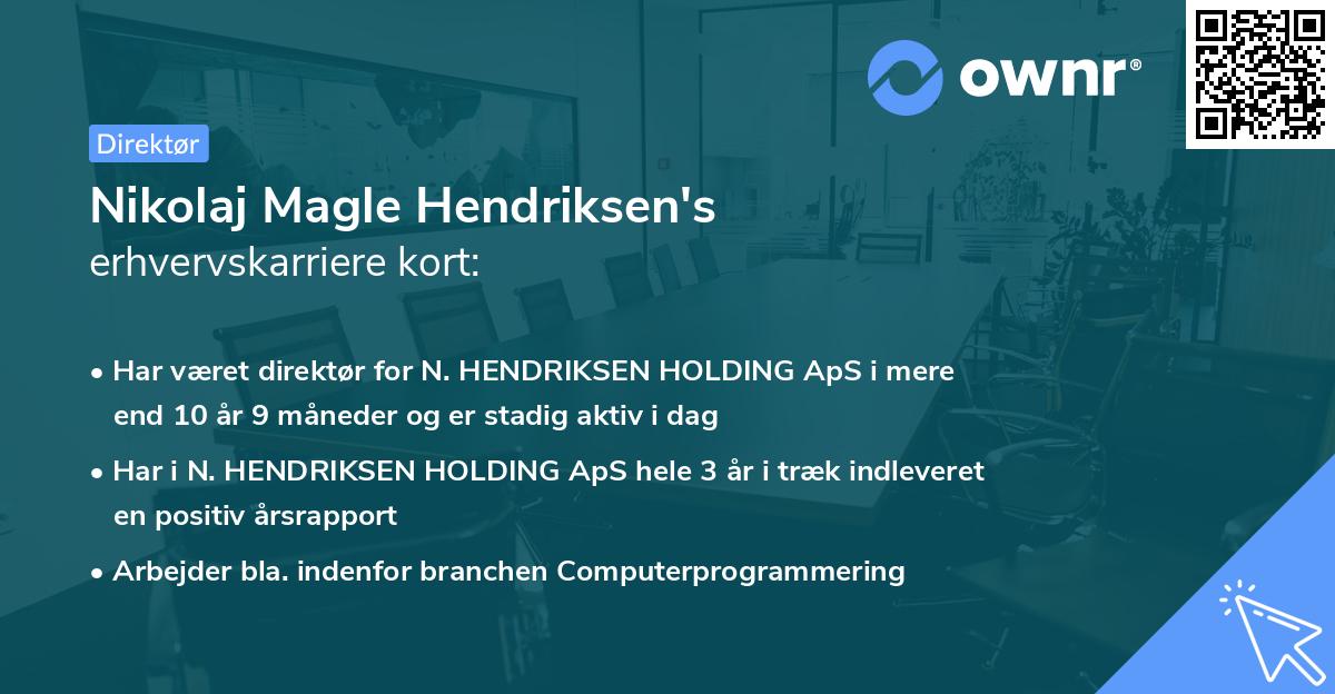 Nikolaj Magle Hendriksen's erhvervskarriere kort