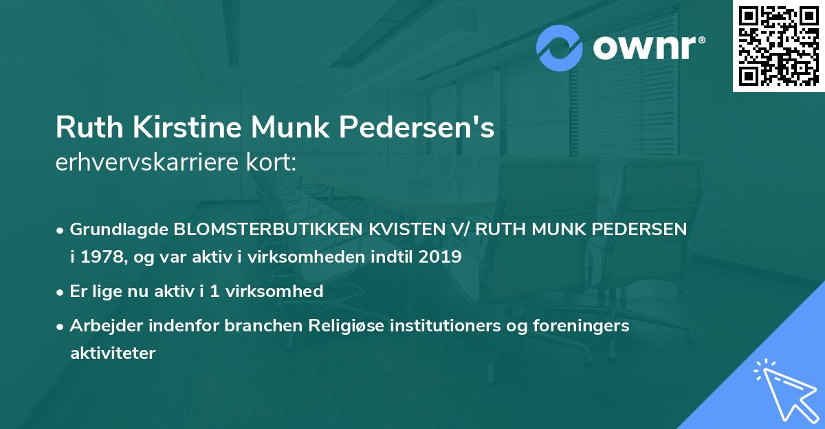 Ruth Kirstine Munk Pedersen's erhvervskarriere kort