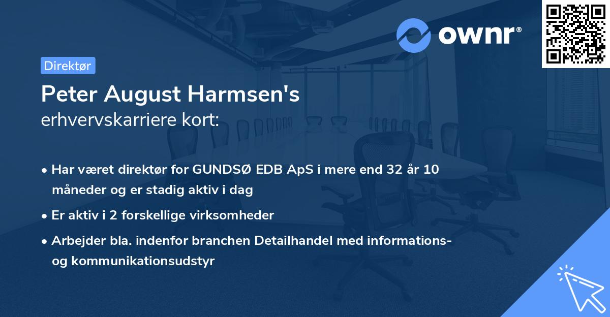 Peter August Harmsen's erhvervskarriere kort