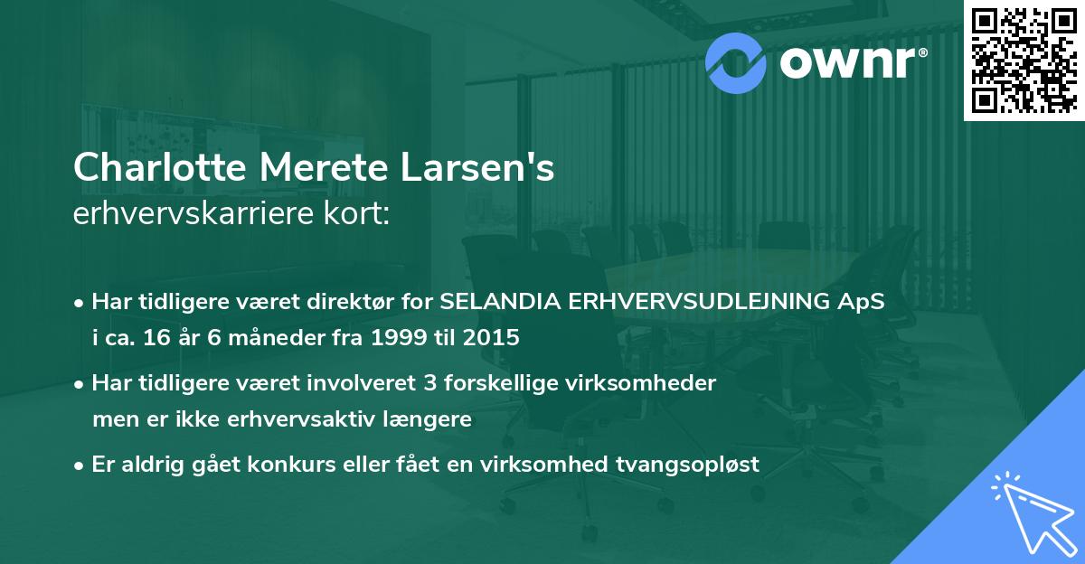 Charlotte Merete Larsen's erhvervskarriere kort