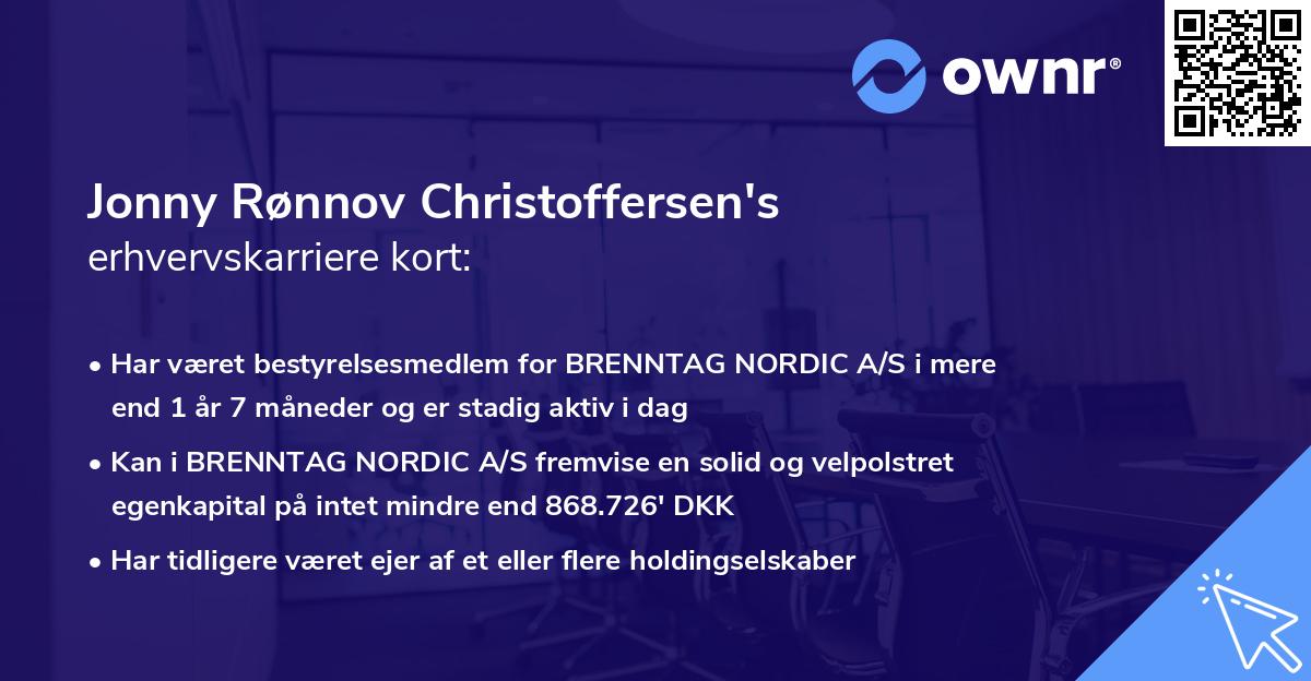 Jonny Rønnov Christoffersen's erhvervskarriere kort