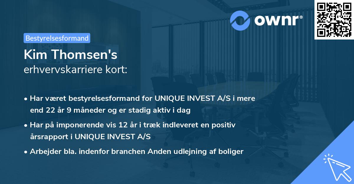 Kim Thomsen's erhvervskarriere kort