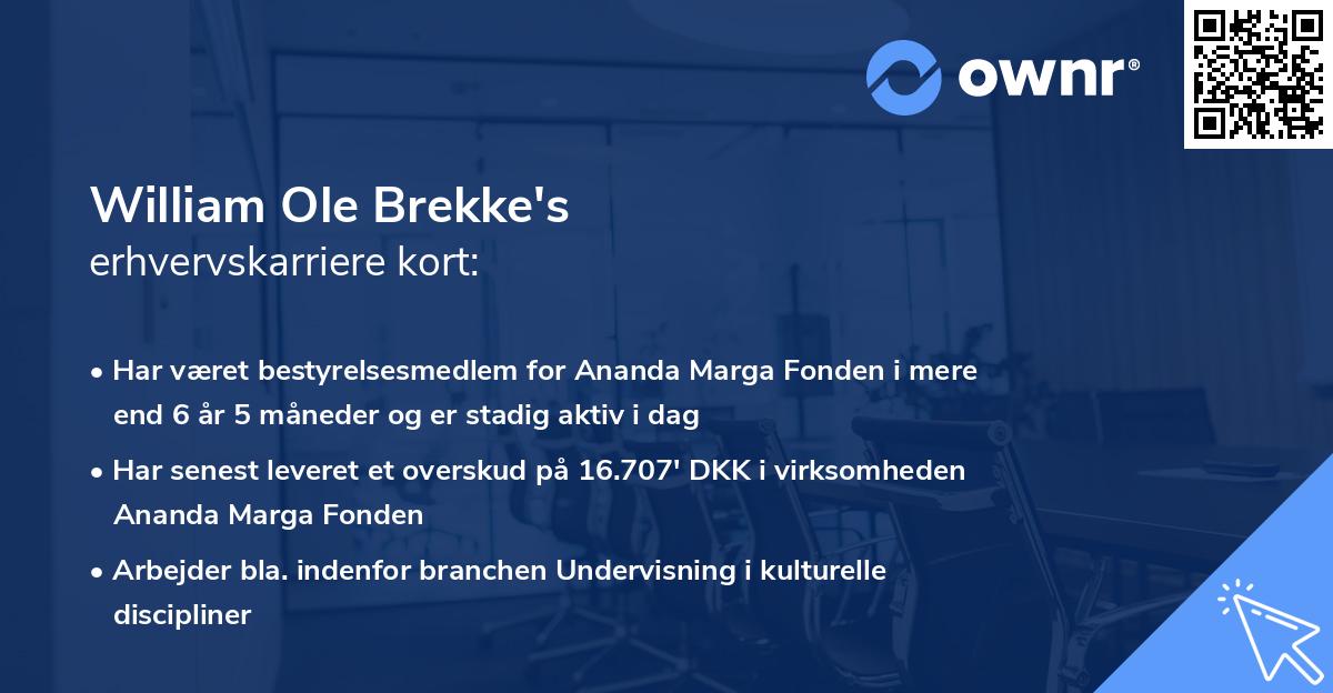 William Ole Brekke's erhvervskarriere kort