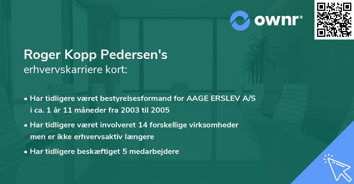Roger Kopp Pedersen's erhvervskarriere kort