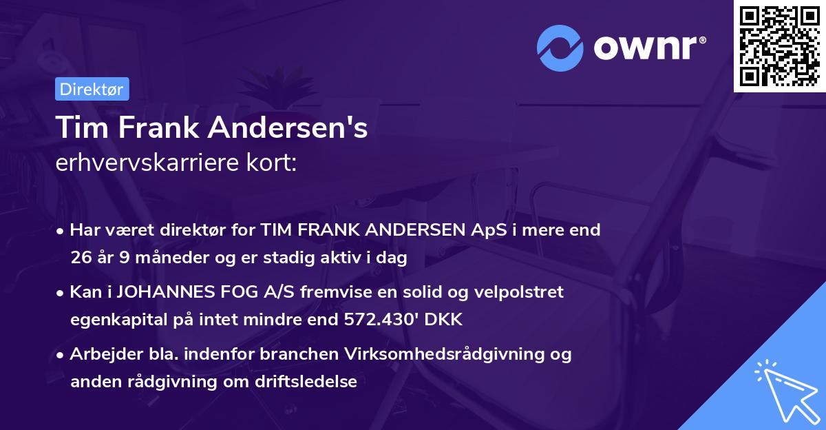 Tim Frank Andersen's erhvervskarriere kort