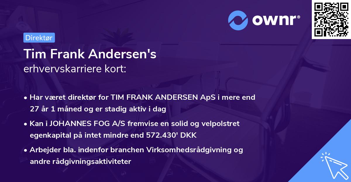 Tim Frank Andersen's erhvervskarriere kort