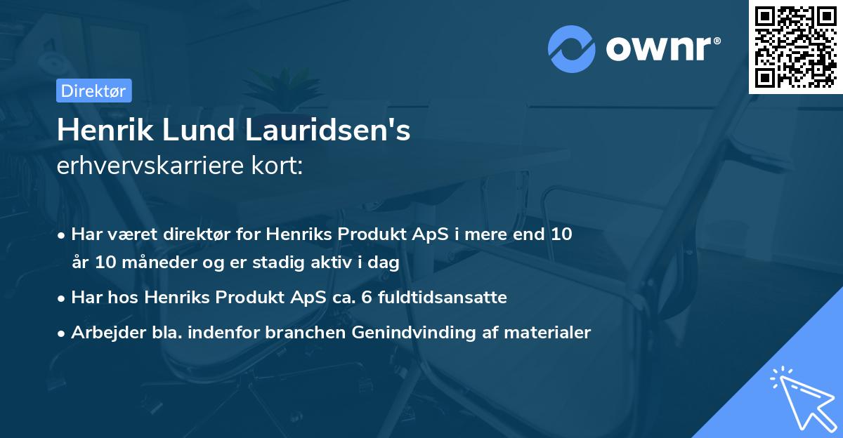 Henrik Lund Lauridsen's erhvervskarriere kort