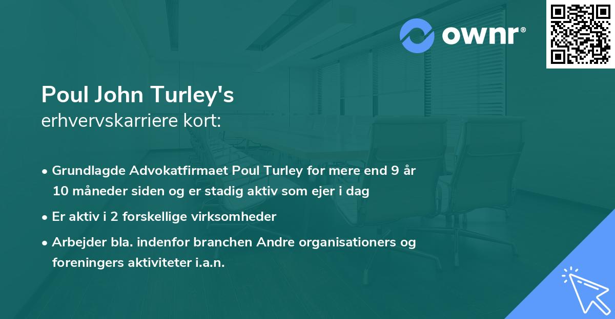 Poul John Turley's erhvervskarriere kort
