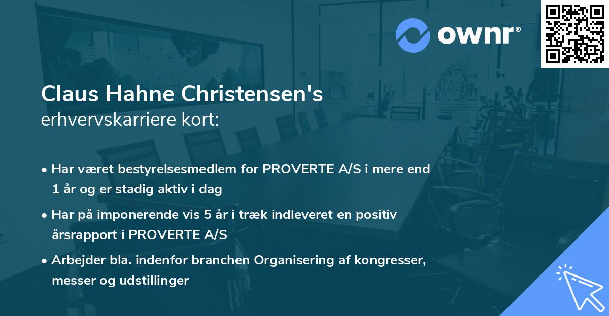 Claus Hahne Christensen's erhvervskarriere kort